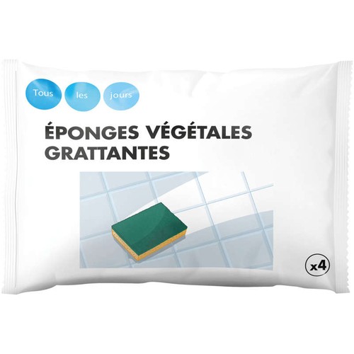 Tous les jours Éponges végétales grattantes x4
