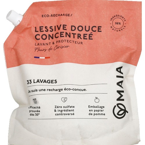 Maia Recharge Lessive Douce Concentrée parfum Fleur de Cerisier 1L