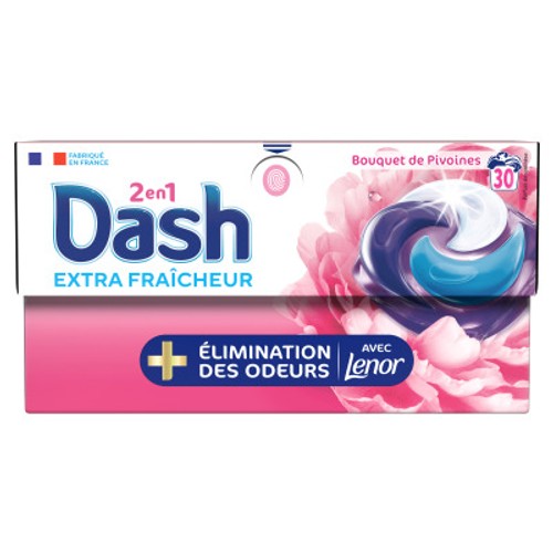 Dash Pods 2en1 +Elimination des Odeurs Bouquet de Pivoines *30 Lavages