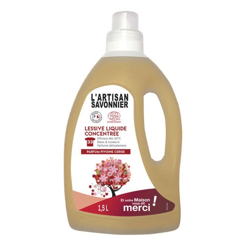 L'Artisan Savonnier Lessive liquide concentré Pivoine cerise 1.5L