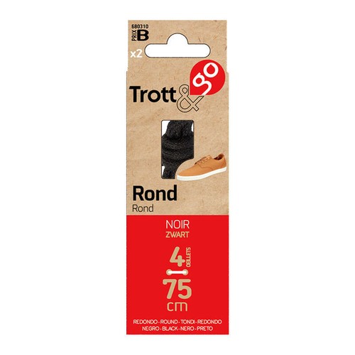 La Brosse Et Dupont Lacets Rond Noir 75cm - 2 Paires