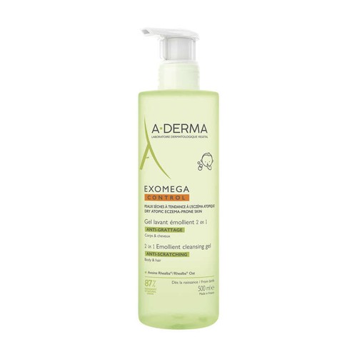[Para] A-Derma Exomega Control Gel Lavant Emollient Anti-Grattage 2En1 Corps & Cheveux 500Ml