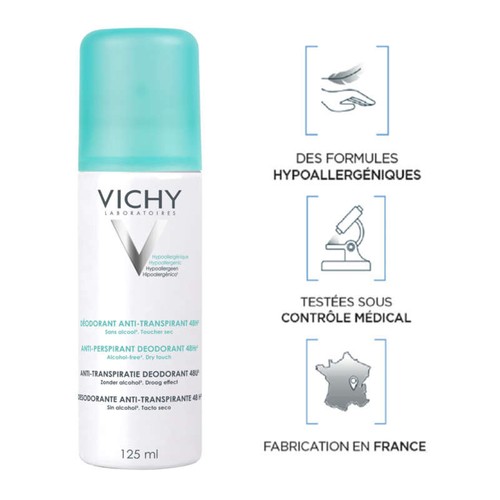 [Para] Vichy Déodorant Anti-Transpirant Efficacité 48H sans alcool 2x125ml