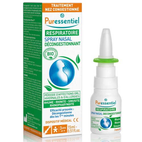 [Para] Puressentiel Respiratoire Spray Nasal Décongestionnant aux Huiles Essentielles Bio 15ml