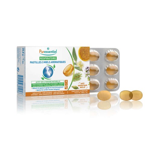 [Para] Puressentiel Respiratoire Pastilles 3 Miels Aromatiques x18 Pastilles