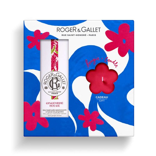 [Para] Roger & Gallet Coffret Bougie Parfumée et Eau Parfumée Bienfaisante Gingembre Rouge 100ml
