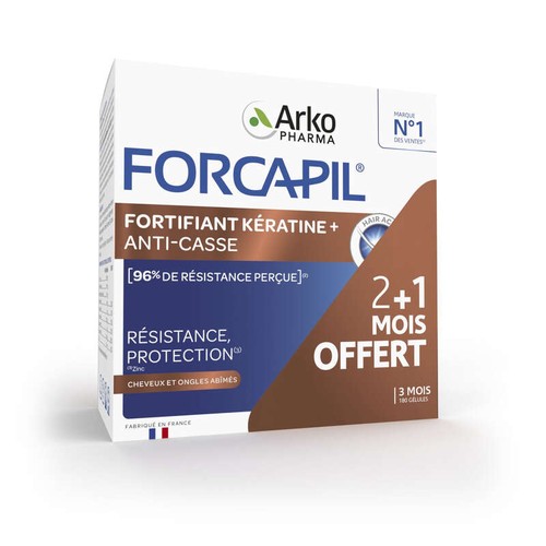 [Para] Arkopharma Forcapil Fortifiant Kératine+ Cure 3Mois 120 + 60 Gélules