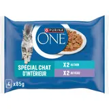 Purina One Pâtée Chat d'intérieur au thon et veau 4x85g