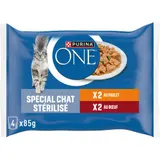Purina One Pâtée Chat stérilisé au poulet et boeuf 4x85g