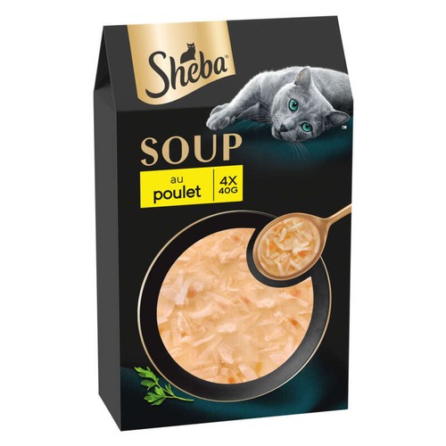 Sheba Soupe Sachets fraîcheur aux filets de Poulet pour Chat 4x40g