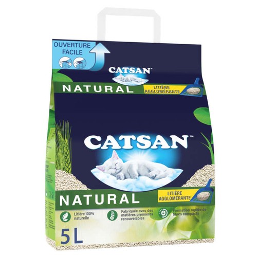 Catsan Litière Agglomérante Végétale Pour Chat 5L - 2,73kg