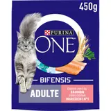 Purina One Croquettes Chat Adulte au saumon et céréales 450g