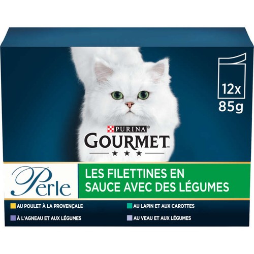 Purina Gourmet Perle Pâtée Pour Chat Les Filettines Avec Des Légumes 12x85g