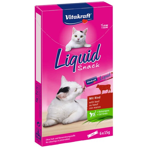Vitakraft Cat Liquid-Snack Bœuf & Inuline 6x15g