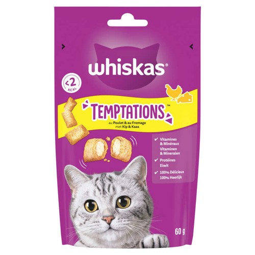 Whiskas Temptations friandises au poulet & fromage 60g - chat adulte
