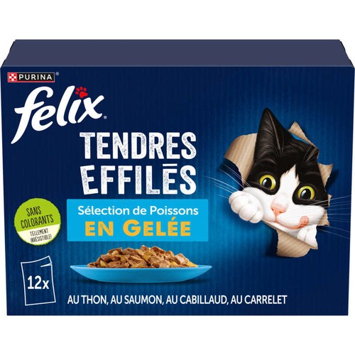 Purina Felix Tendres Effilés en gelée poissons 12x85g
