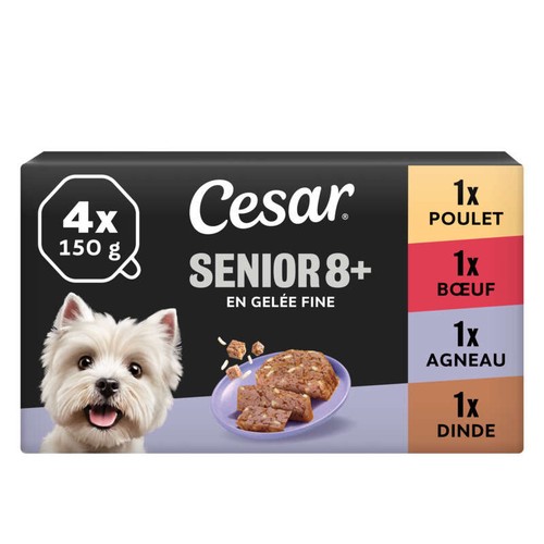 Cesar Barquettes pour chien en gelée 4 variétés senior 4x150g