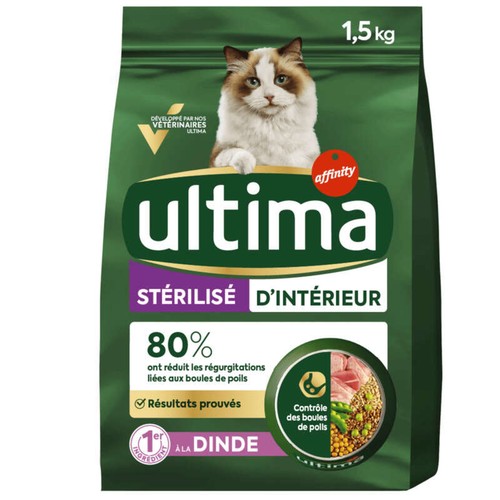 Ultima Croquettes Pour Chats Stérilisés D'Intérieur 1,5kg