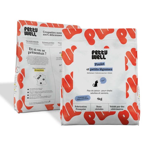 Petty Well Croquette pour Chat Poulet et petits légumes 1kg