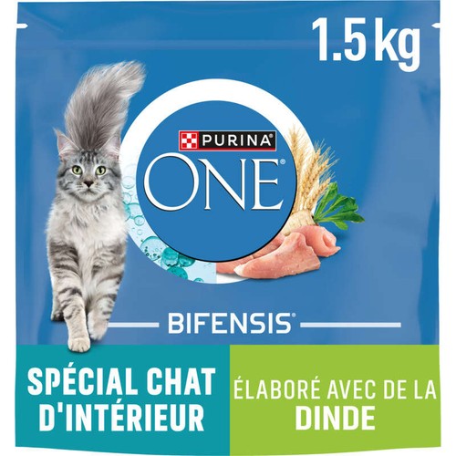 Purina One Croquettes Chat D'Intérieur À La Dinde Et Céréales 1,5kg