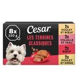 Cesar Terrines classiques pour chien adulte 4 variétés 8x150g