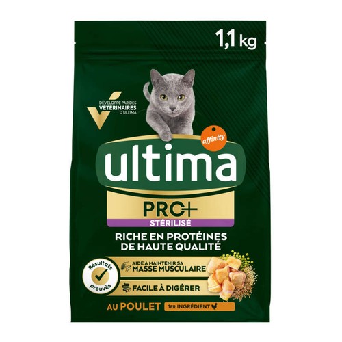 Ultima Croquettes Chat Stérilisé Pro+ Adulte Poulet - 1,1kg