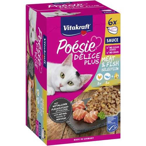 Vitakraft Poésie délice plus Saveur viande & poisson + huile de saumon