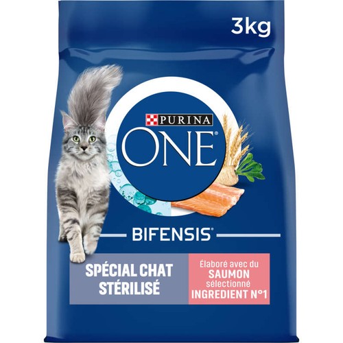 Purina One Croquettes Chat Stérilisé Au Saumon Et Blé 3kg