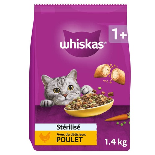 Whiskas Croquettes au Poulet pour chat adulte stérilisé 1,4kg