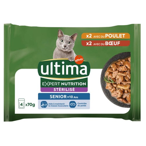 Ultima Expert Nutrition Chat stérilisé sénior 4x70g