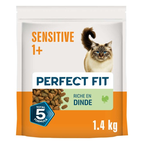 Perfect Fit sensitive 1+ croquettes riche en dinde chat adulte sensible stérilisé 1,4kg