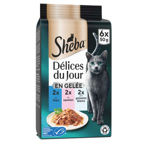 Sheba Délices du Jour en gelée au Thon et saumon 6x50g