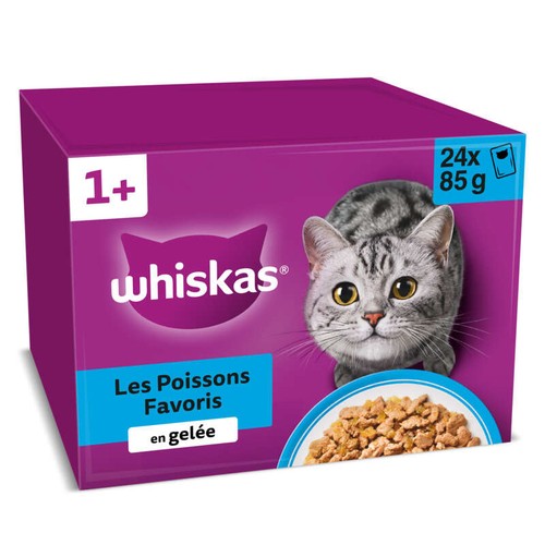 Whiskas Sachets fraîcheur Poissons en gelée pour chat adulte 24x85g