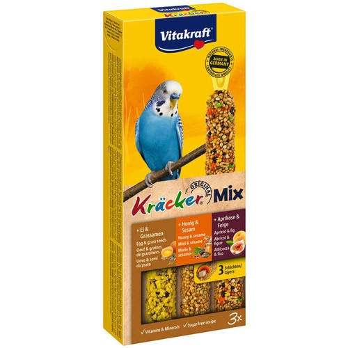 Kräcker Trio-Mix Miel Sésame/Abricot Figue/Œuf Graines de Graminées Perruches P/3