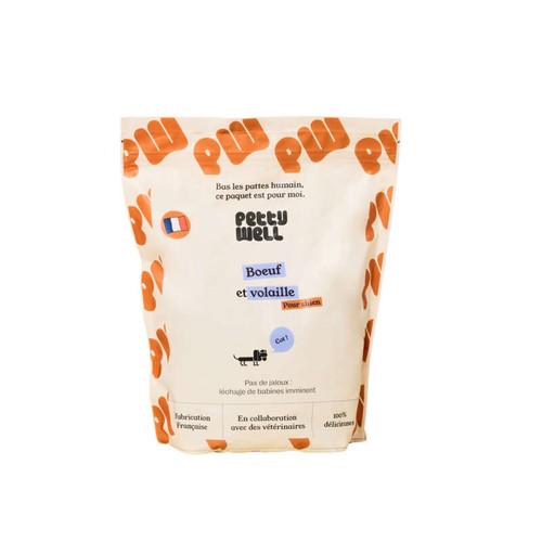 Petty Well Croquettes Bœuf et Volaille pour Chien 1kg