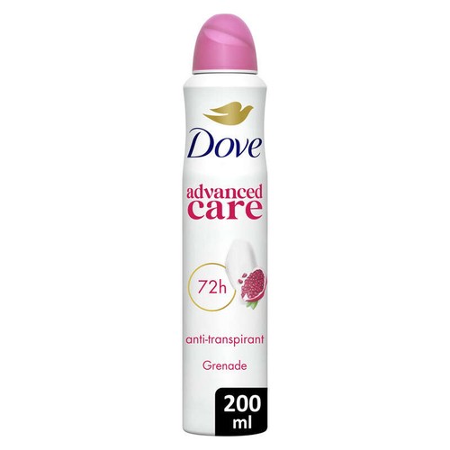 Dove Apaise & Aide à Réparer Déodorant Spray Anti-Transpirant Semi-Compressé Grenade 200ml