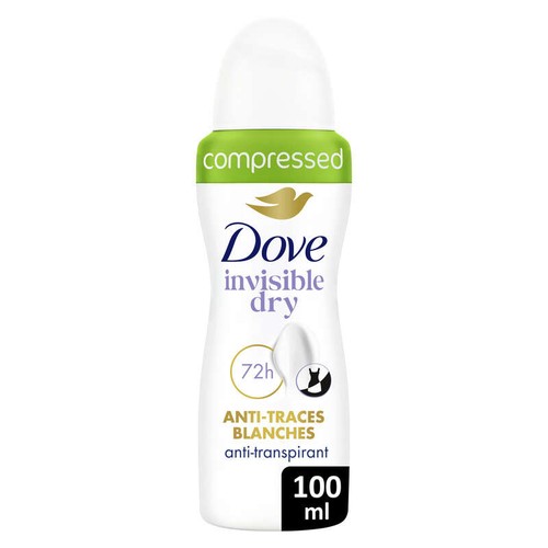 Dove Apaise & Aide à Réparer Déodorant Spray Anti-Transpirant Compressé Invisible Dry 100ml