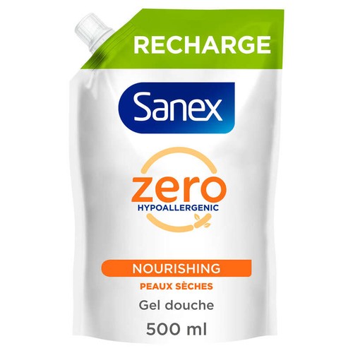 Sanex Zero% Gel douche hypoallergénique hydratant Doypack 500ml