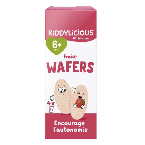 Kiddylicious Biscuit bébé Wafers Fraise Dès 6 Mois 16g