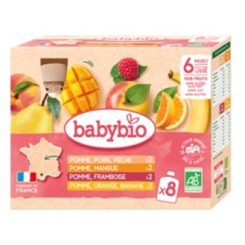 Babybio Compotes pour bébé dès 6 mois Multi-parfums fruits Bio x8
