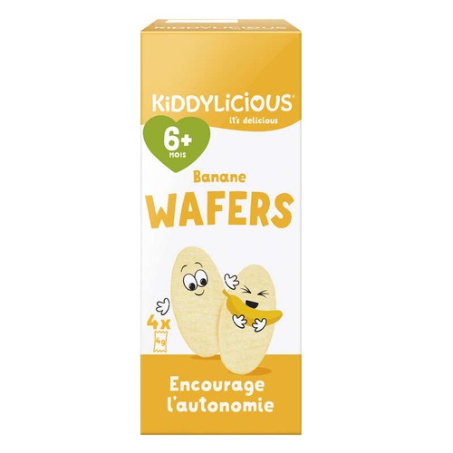 Kiddylicious Biscuit bébé Wafers Banane Dès 6 Mois 16g