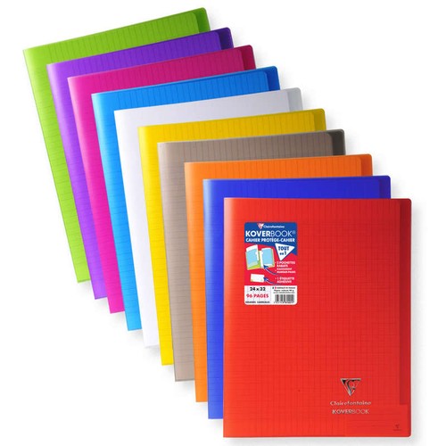 Clairefontaine Cahier 24X32cm Grands carreaux 96 pages protège-cahier inclus