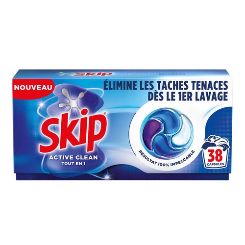 Skip Active clean Tout en 1 Lessive Capsule x38 Lavages