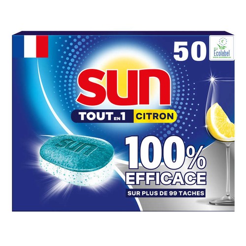 Sun Tablettes Lave-vaisselle Tout en 1 Citron x50