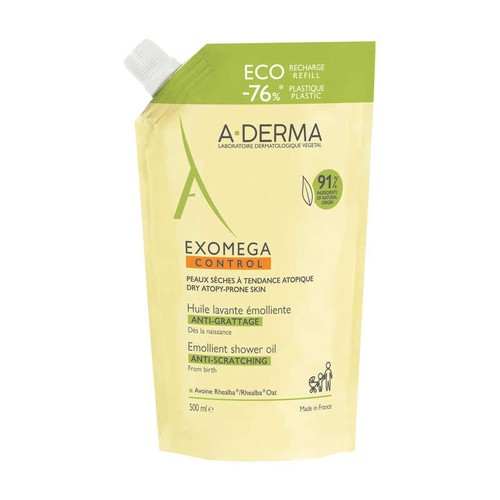 A-Derma Exomega Control Huile Lavante Émolliente Anti-Grattage Recharge 500ml