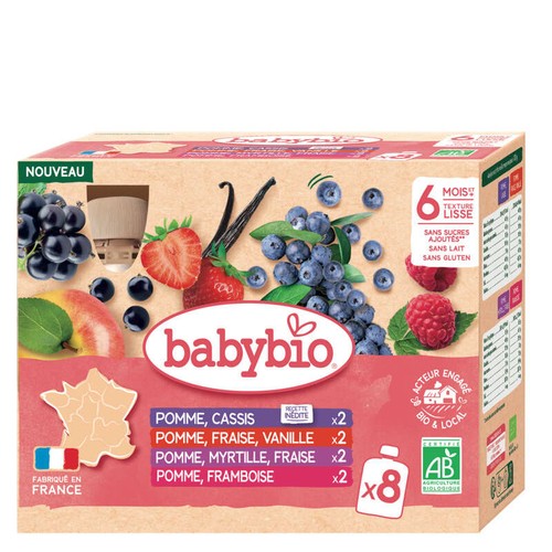 Babybio Multipack Gourdes fruits rouges Bio 720g