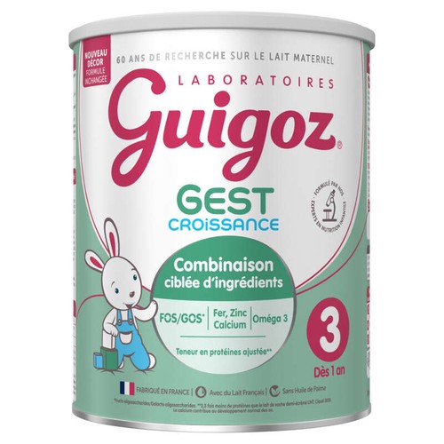 Guigoz Gest 3ème âge Croissance Lait Infantile formule épaissie - 800g