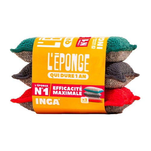 Inga Éponges Lavable Grattante Multi-couleur x3