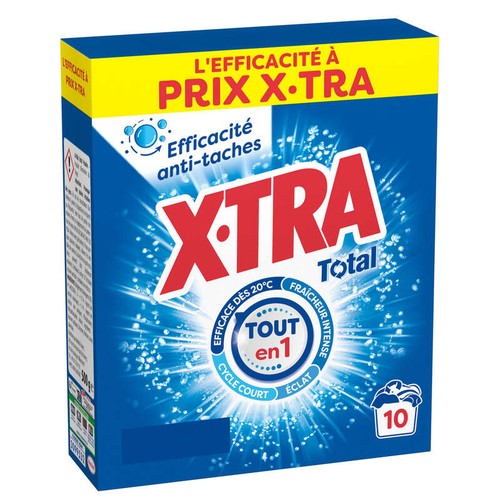 X-Tra Lessive Poudre Total Blanc Et Couleurs 10 Lavages 500g