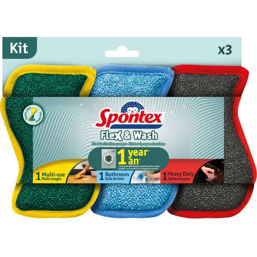 Spontex Éponges Flex & Wash x3